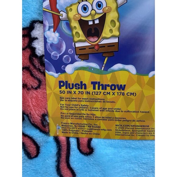 SpongeBob SquarePants Patrick Decorating Christmas Tree Blanket Throw 50 X 70” - Picture 8 of 16